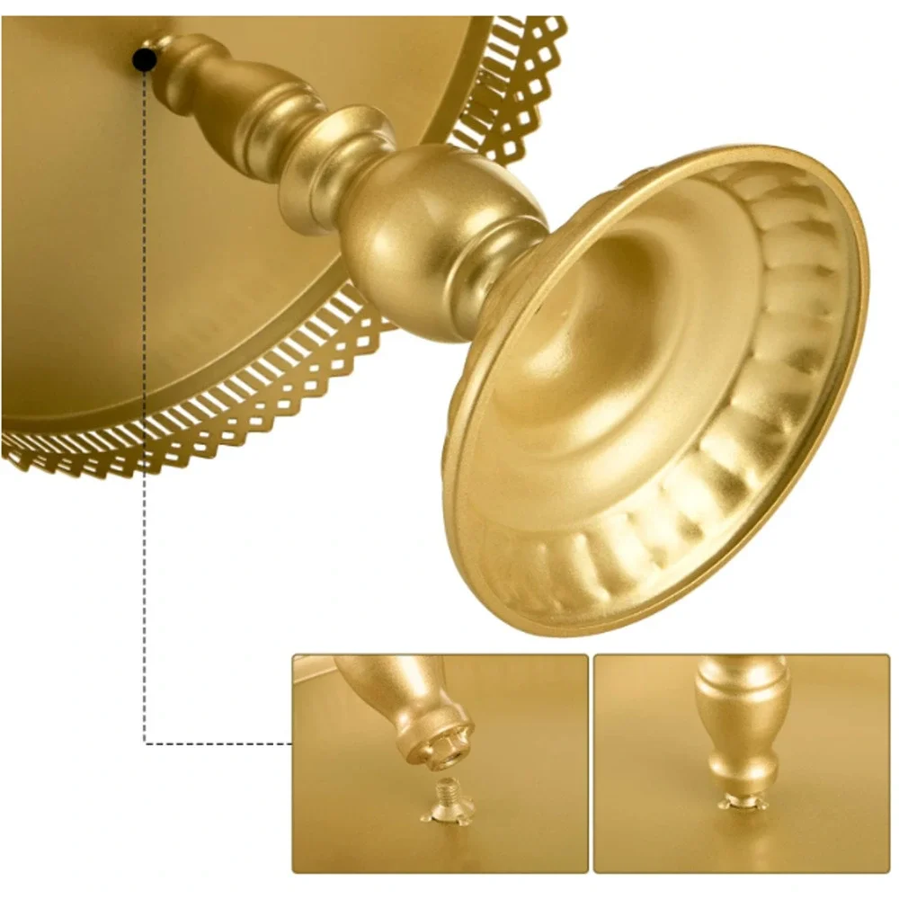 6 Pc Gold Metal Dessert Table Display Set, Cake Stand, Cupcake, 3-Tier Party Set
